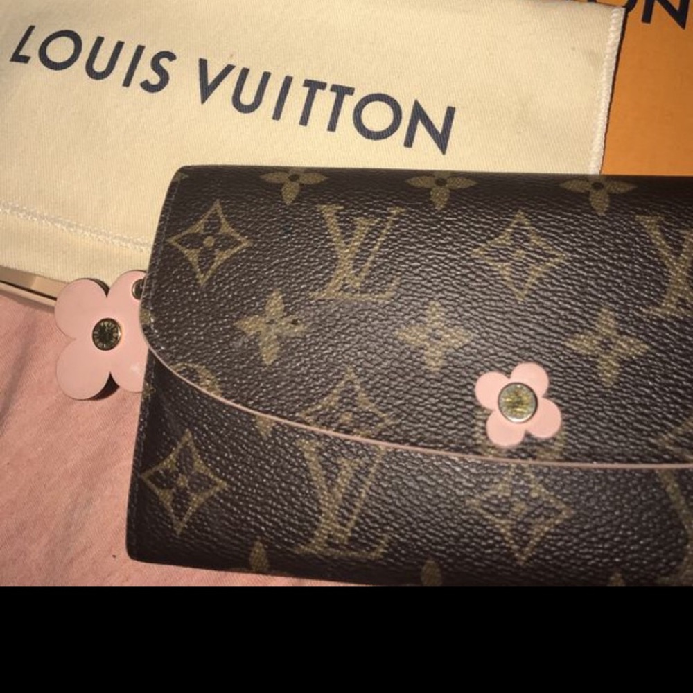 Monogram Hot Pink Flowers Emilie wallet